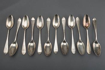 A set of 12 Swedish 19th century silver spoons mark of J Malmstedt Gothenburg 1804, weight ca 780gr.