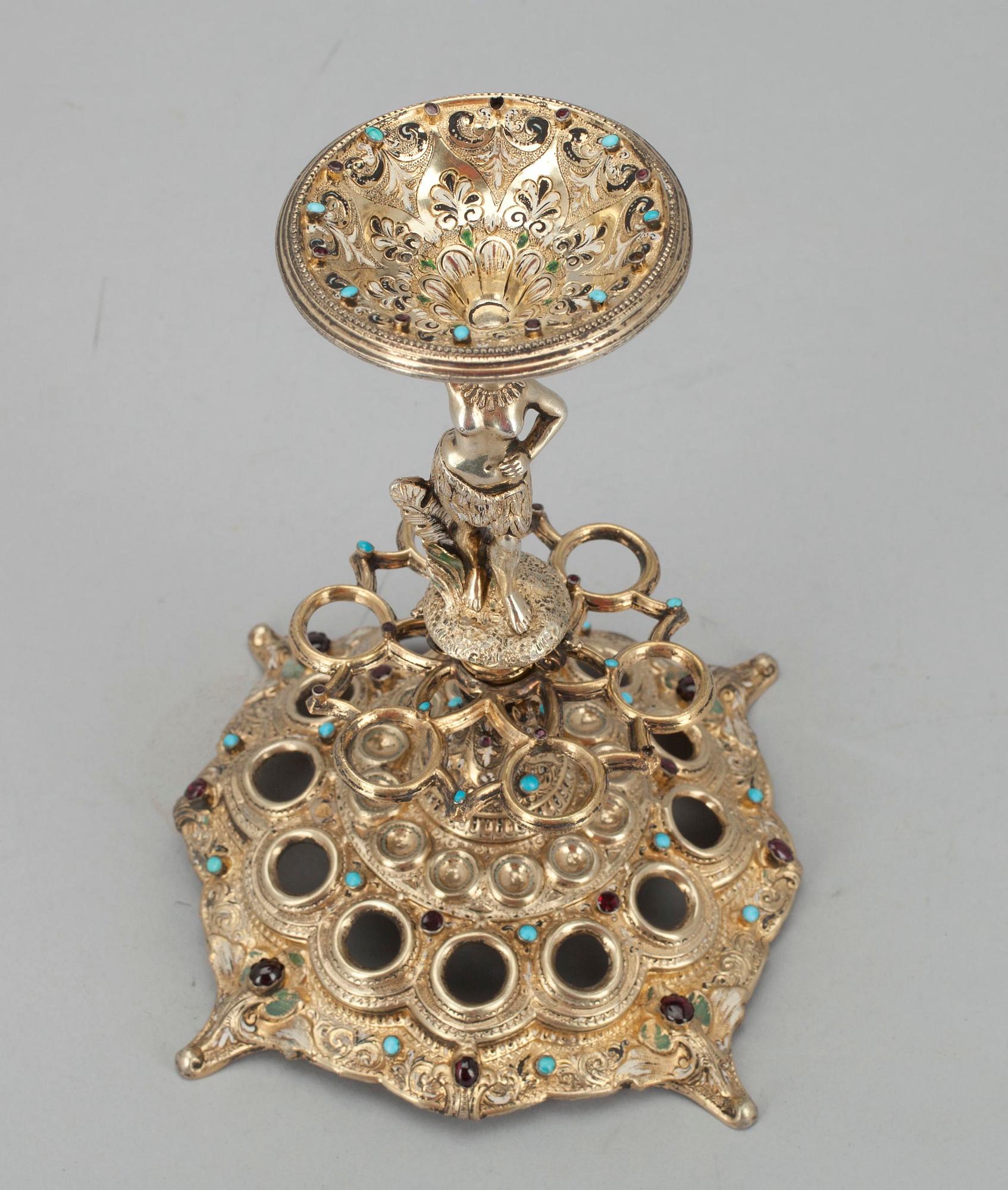 CIGARRSTÄLL, förgyllt silver, 1800-tal.