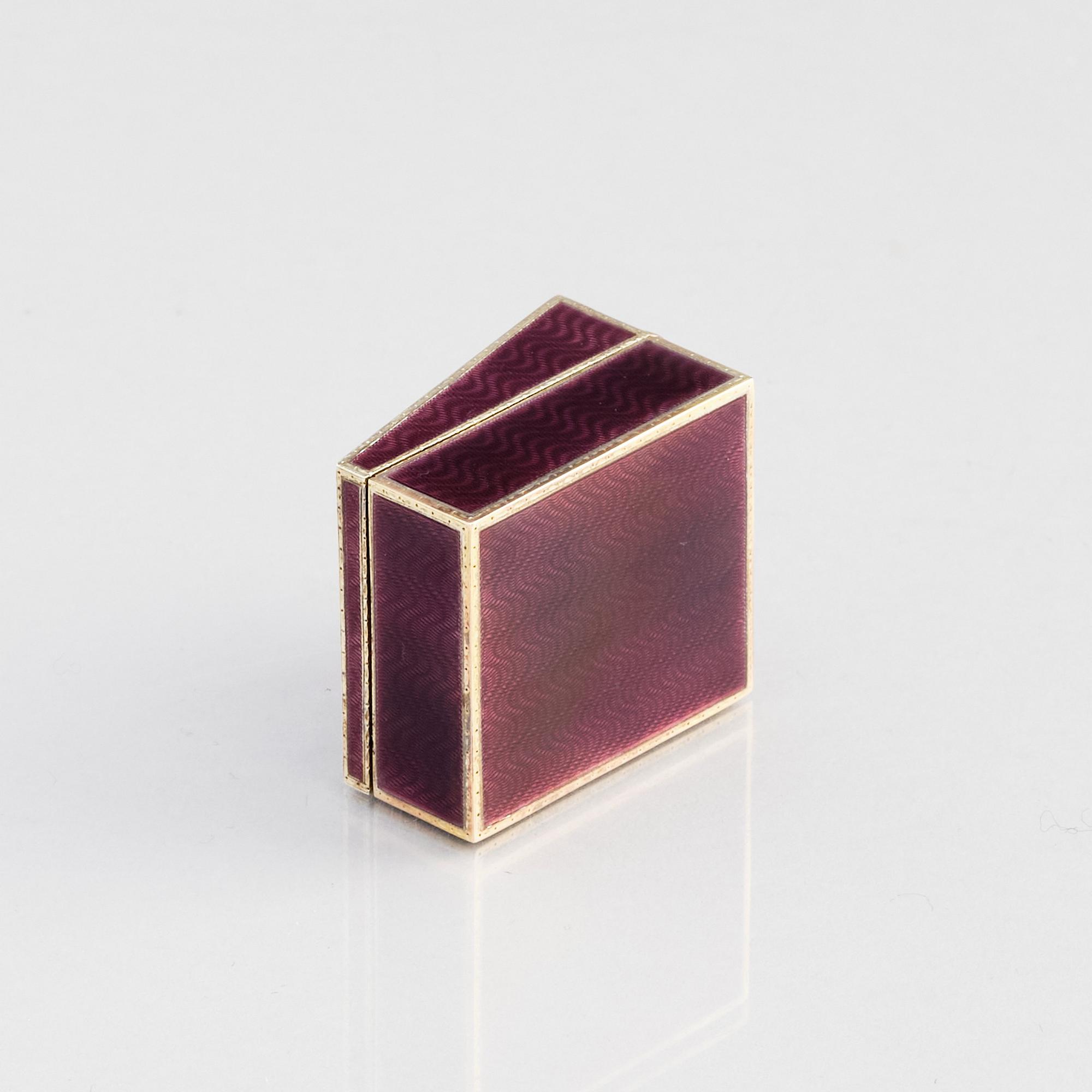 Fabergé, frimärksask, verkmästare Henrik Wigström, guld, silver och emalj, S:t Petersburg 1908-17.