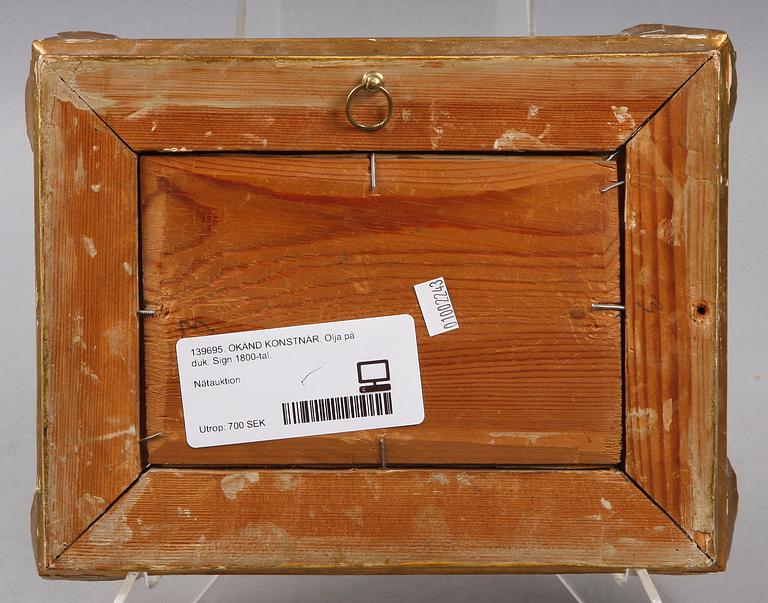 OKÄND KONSTNÄR. Olja på duk. Sign 1800-tal.