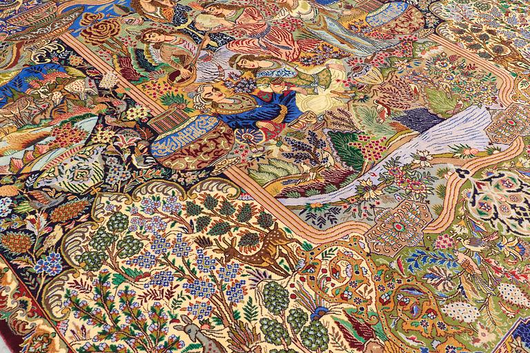 A CARPET, Figural Kashmar, ca 395 x 297 cm.