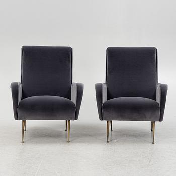 A pair of armchairs, Italy, mid 20th century.