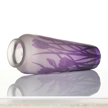 Karl Lindeberg, vas, överfångsglas, Kosta, jugend, ca 1909, modell 128, efter förlaga av Alf Wallander.