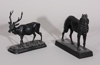 SKULPTURER, 2 st. Gjutjärn.