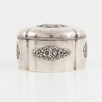 A silver sugarbox, Swedish import marks, 20th Century.