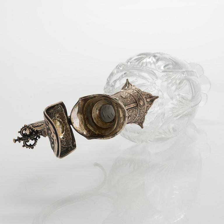 Vinkanna, silver och glas, tidigt 1900-tal.