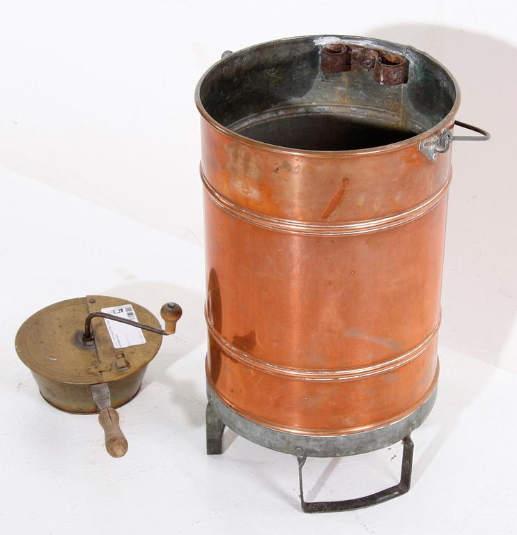 KOPPARKITTEL SAMT KAFFEMALARE, 1800-tal.