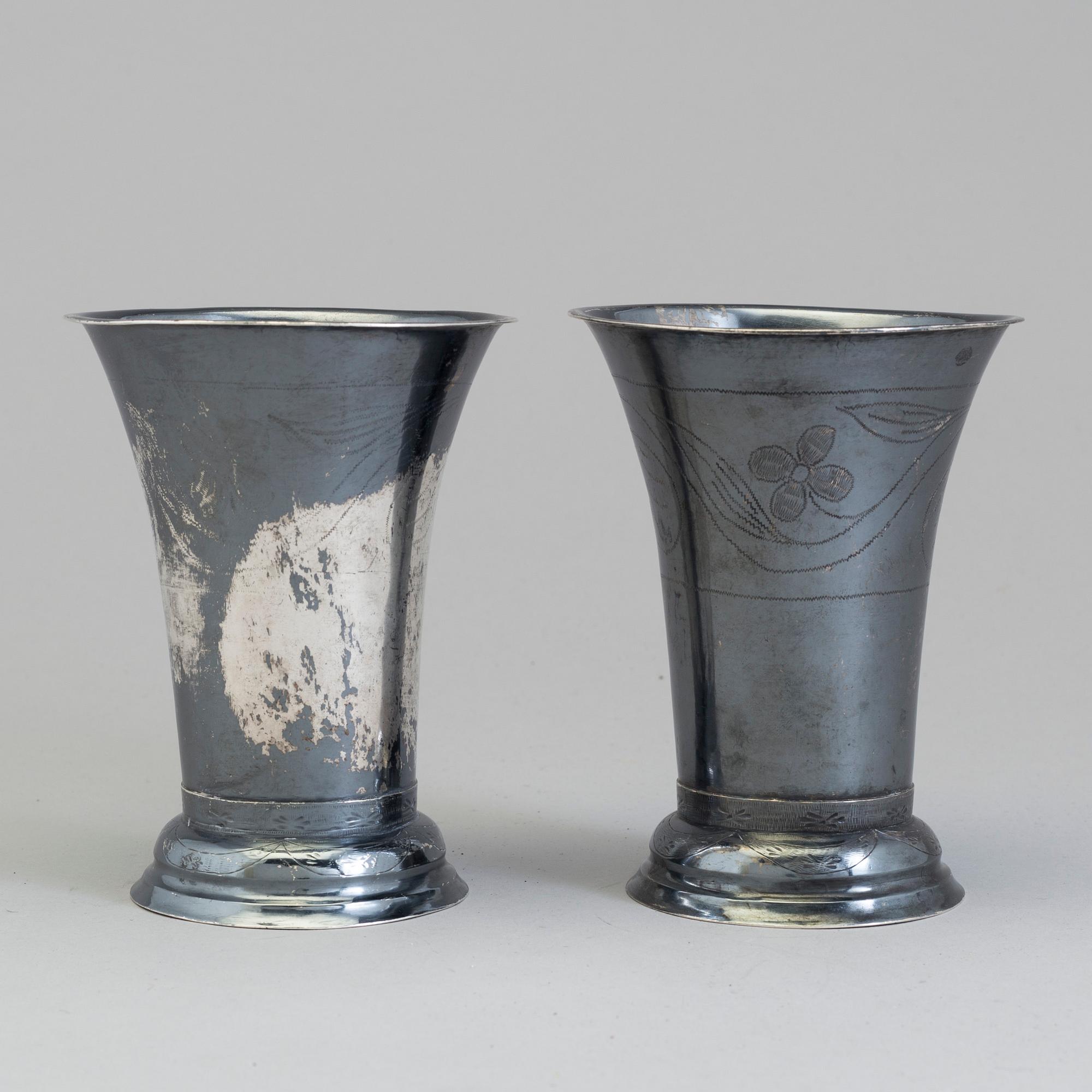 A pair of Swedish 19th century silver beakers, mark of CG Högstedt, Kalmar 1823.