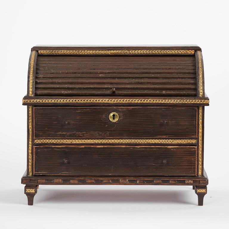 A Gustavian painted miniature escritoire.