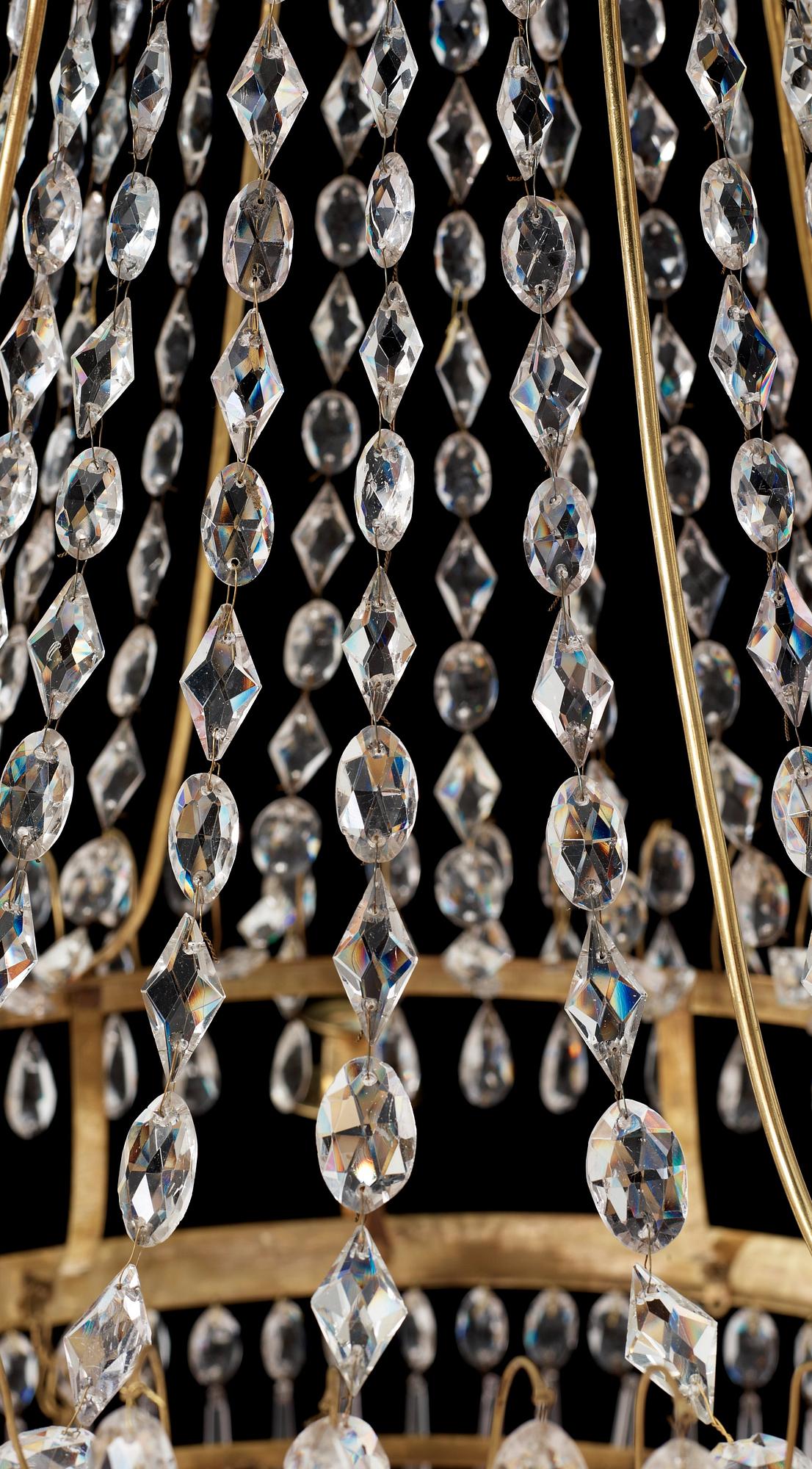 A late Gustavian circa 1800 nine-light chandelier.