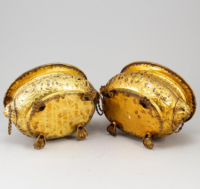 Two brass jardinieres, 19th century.