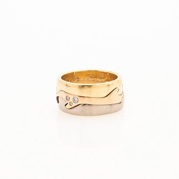 Georg Jensen, ring, 3 delar, "fusion", 18k guld med briljanter, Danmark.