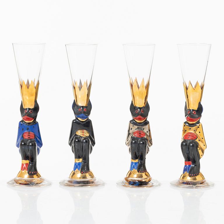 Gunnar Cyrén, schnaps glasses, 6 pcs, so called "Devil glasses", from the Nobel service, Orrefors.