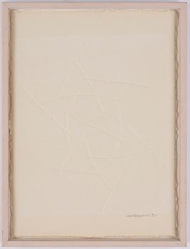 Lars Englund, sculpture and paper relief signed and dated 99.