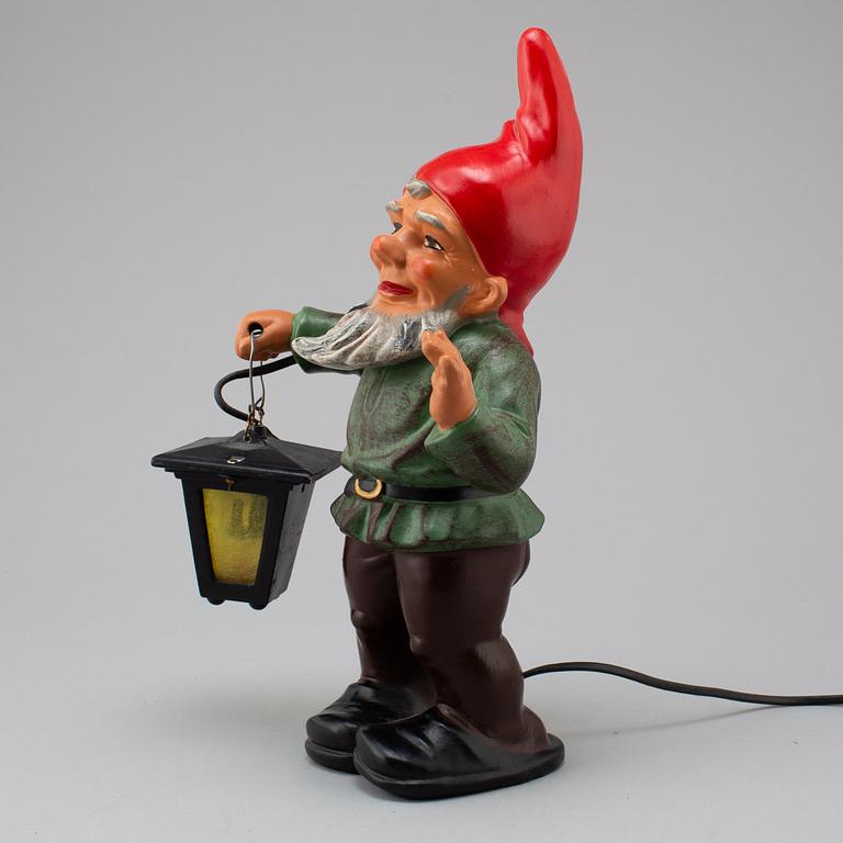 A terracotta gnome with lantern from Heissner, Germany, second half of the 20th Century.