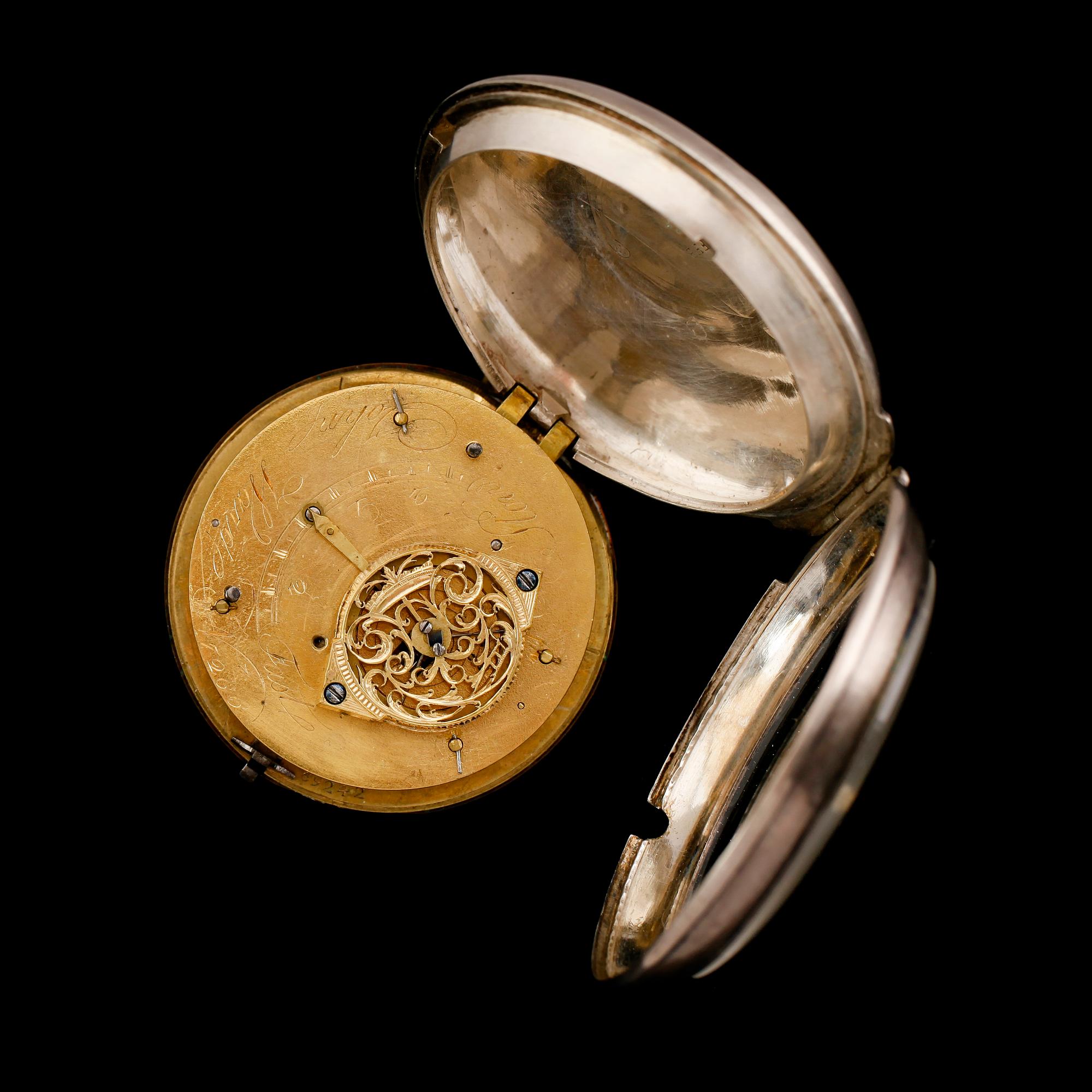 SPINDELUR, silver, John Ward, London, nr 7266, omkring år 1800.