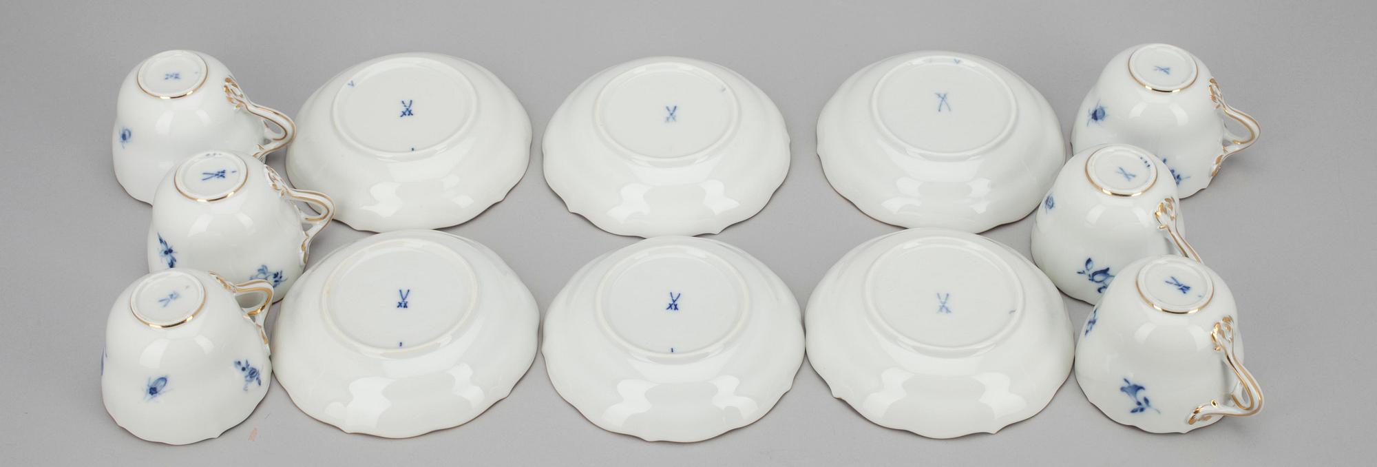 KOPPAR med FAT, 6 par, Meissen stämpel 1934-72.