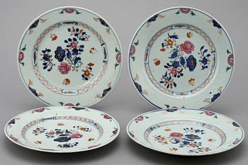 TALLRIKAR, 4 st, porslin, Kina, 1700-tal.