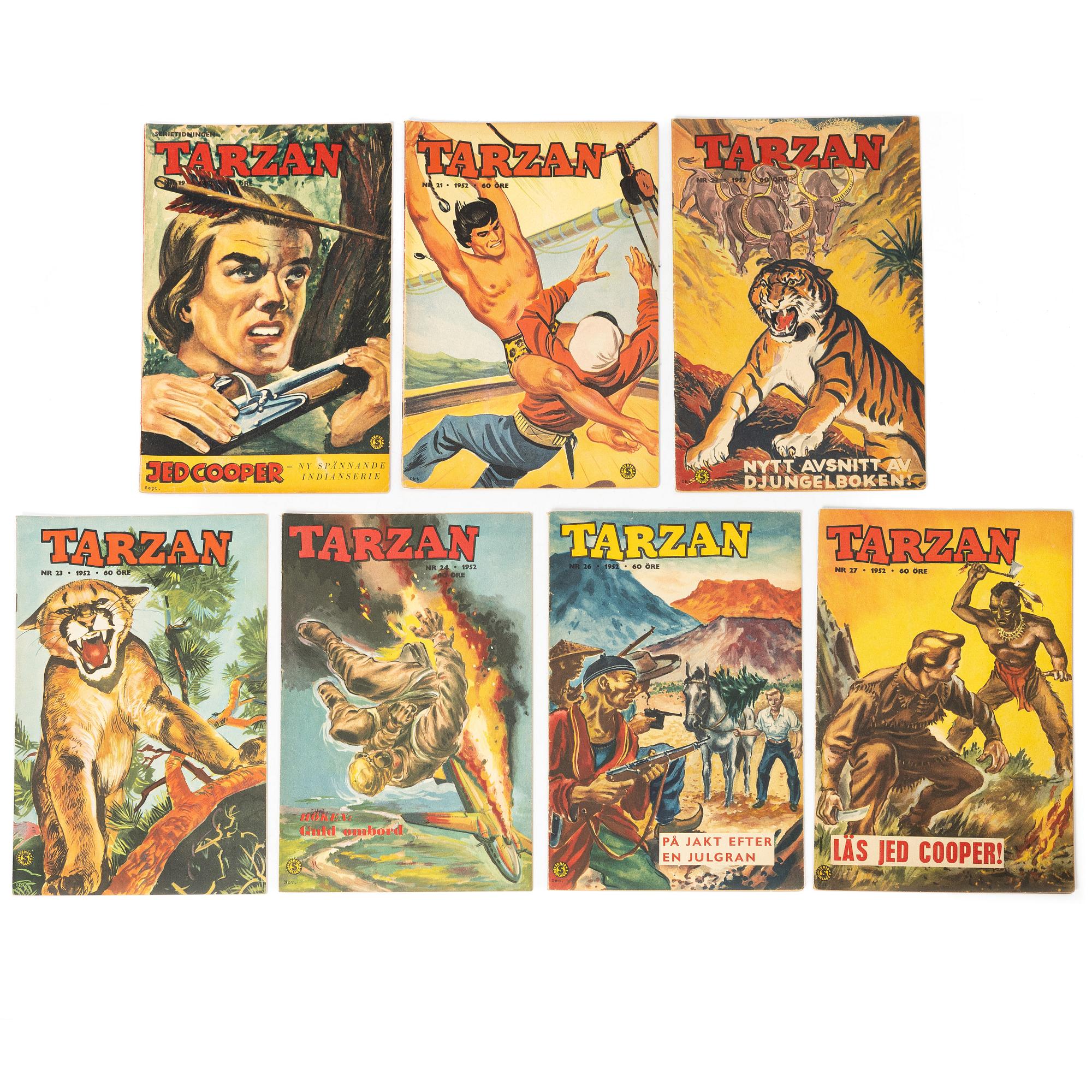 Comic books, 21 pieces, “Tarzan”, 1952.