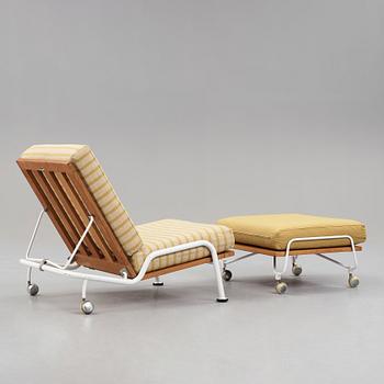 HANS J WEGNER,  fåtölj, med fotpall, "GE 440", utställningsexemplar för Getama, Danmark 1968-69.