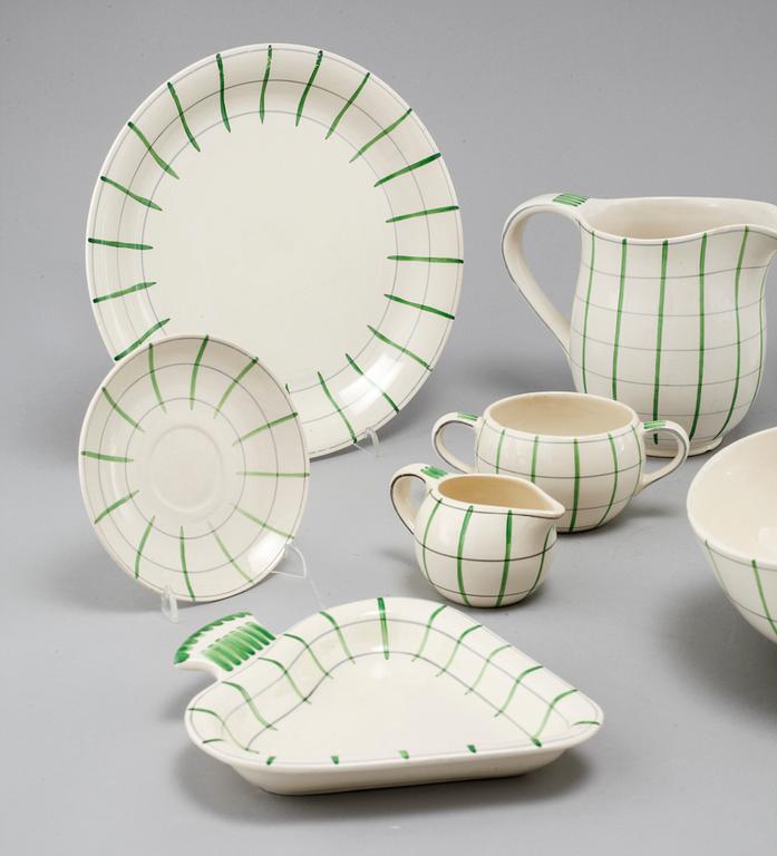 An earthenware tableware set of 62 pcs, 'Spaljé', designed by Wilhelm Kåge for Gustavsberg, around mid 20th century.