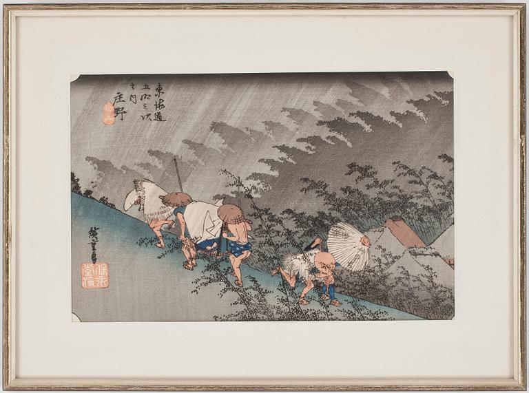 ANDO UTAGAWA HIROSHIGE, efter, träsnitt 6 st. Senare tryck. Japan. 1900-tal.