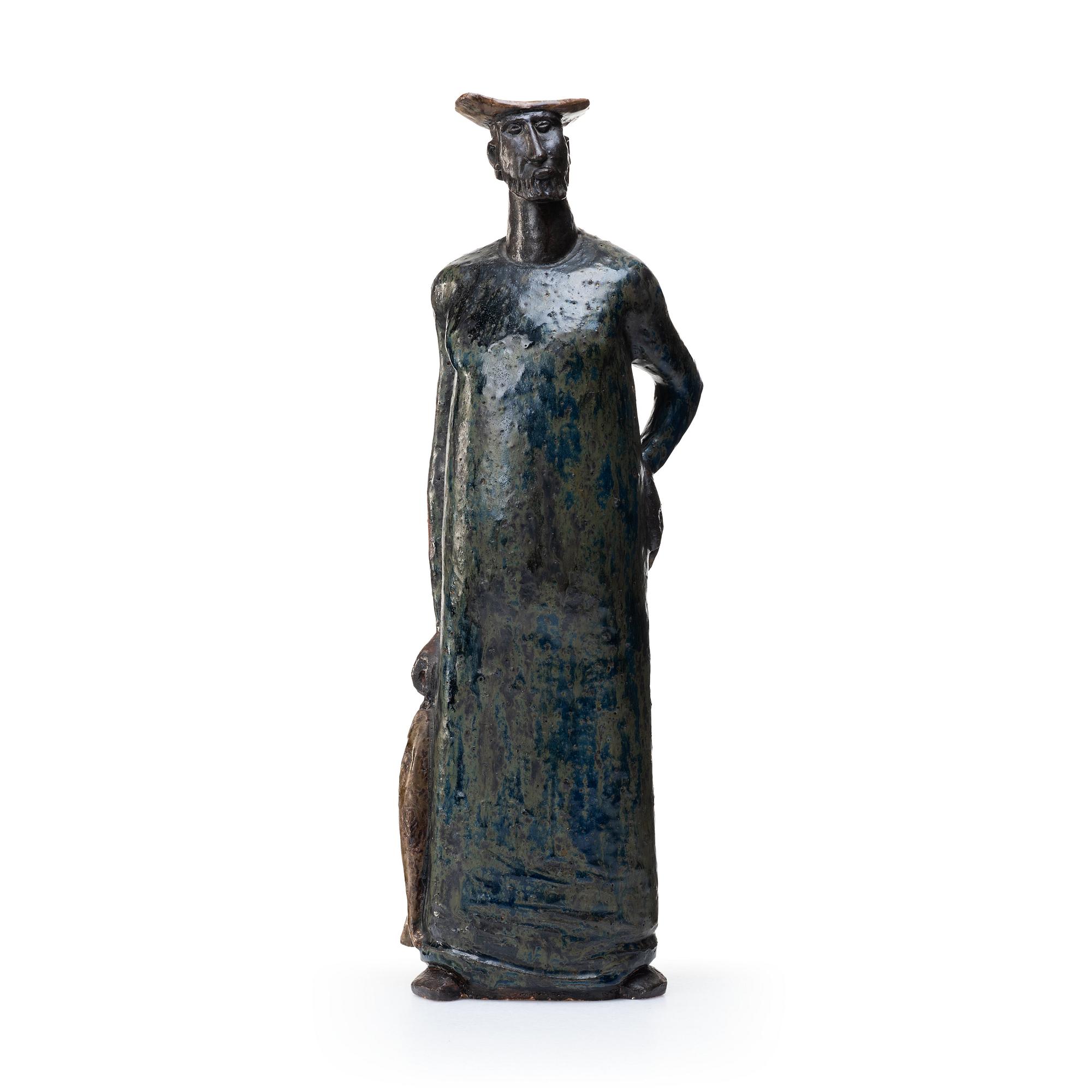 Åke Holm, a stoneware sculpture of "Peter the fisherman", Höganäs, Sweden 1950's.