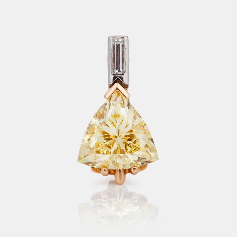 A 2.04ct ca Fancy Yellow/IF diamond pendant.