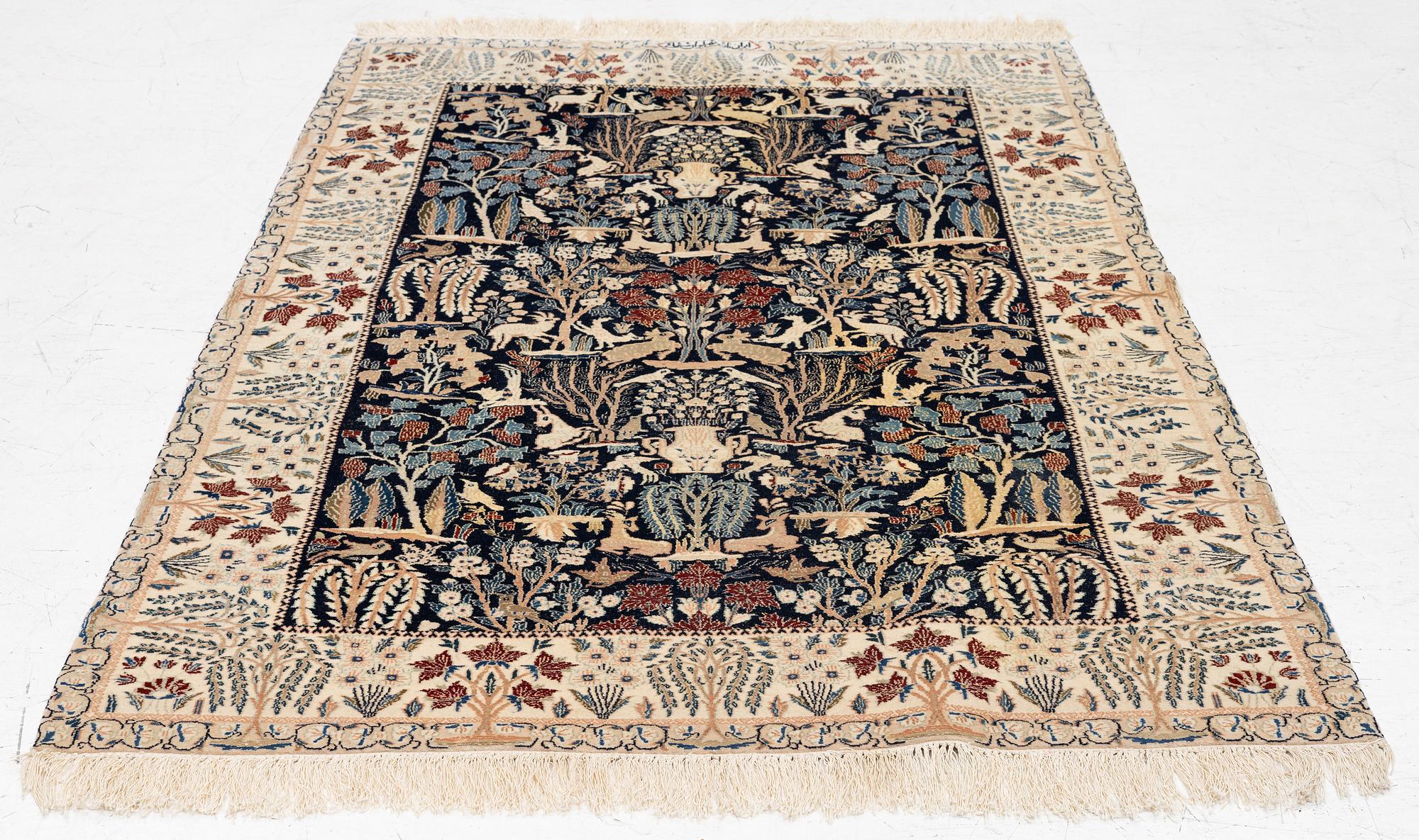 Rug, Nain, part silk, approx. 161 x 107 cm.
