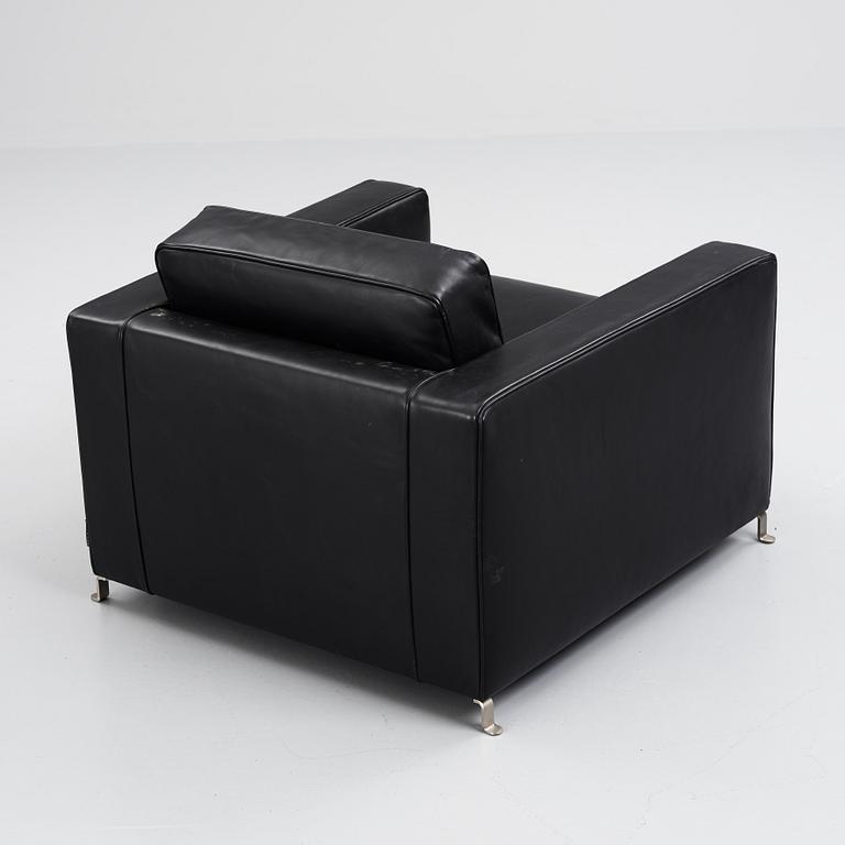 Flexform, a black leather and metal 'Bob' easy chair, post 1997.