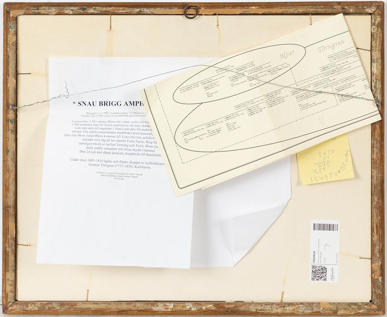 Skeppsporträtt, "Snau Brigg Amphitrite", omkring 1800.