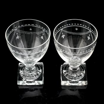18 wineglasses, 19th century.