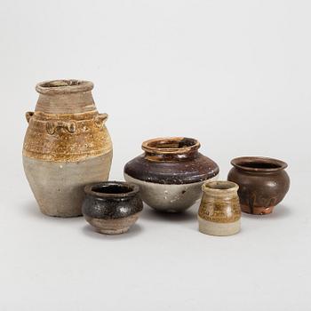 A group of five Southeast asian ceramic jars, 19th and 20th century,