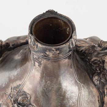Floor vase, nickel silver, Art Nouveau, signed H Meinhardt, circa 1900.
