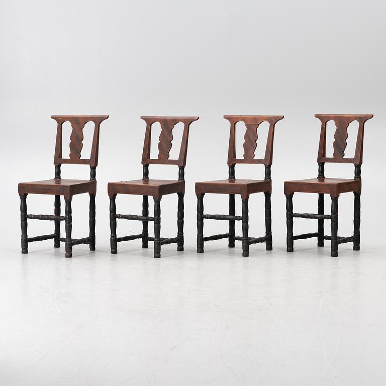 Chairs, 4 pcs, folk art, Jämtland. 19th century.