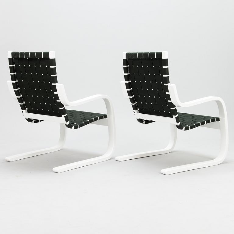 ALVAR AALTO, a pair of late 20th century '406' armchairs for Artek.
