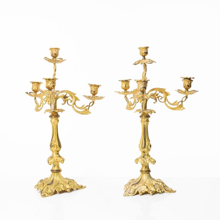 A pair of Oscarian candelabras, Sweden, late 19th century.