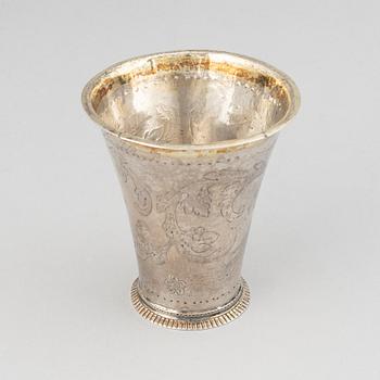 A Swedish 18th century parcel-gilt silver beaker, maker's mark Johan Pettersson Berg, LNorrköping, 1763.