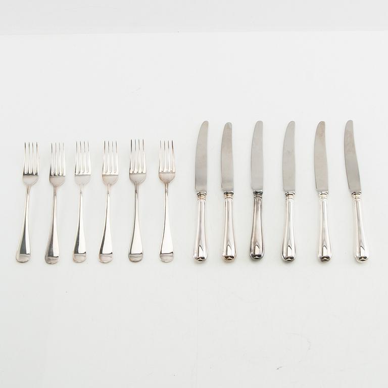 Bestick, 12 st, silver, modell "Svensk rund", GAB, Eskilstuna, 1990-tal.