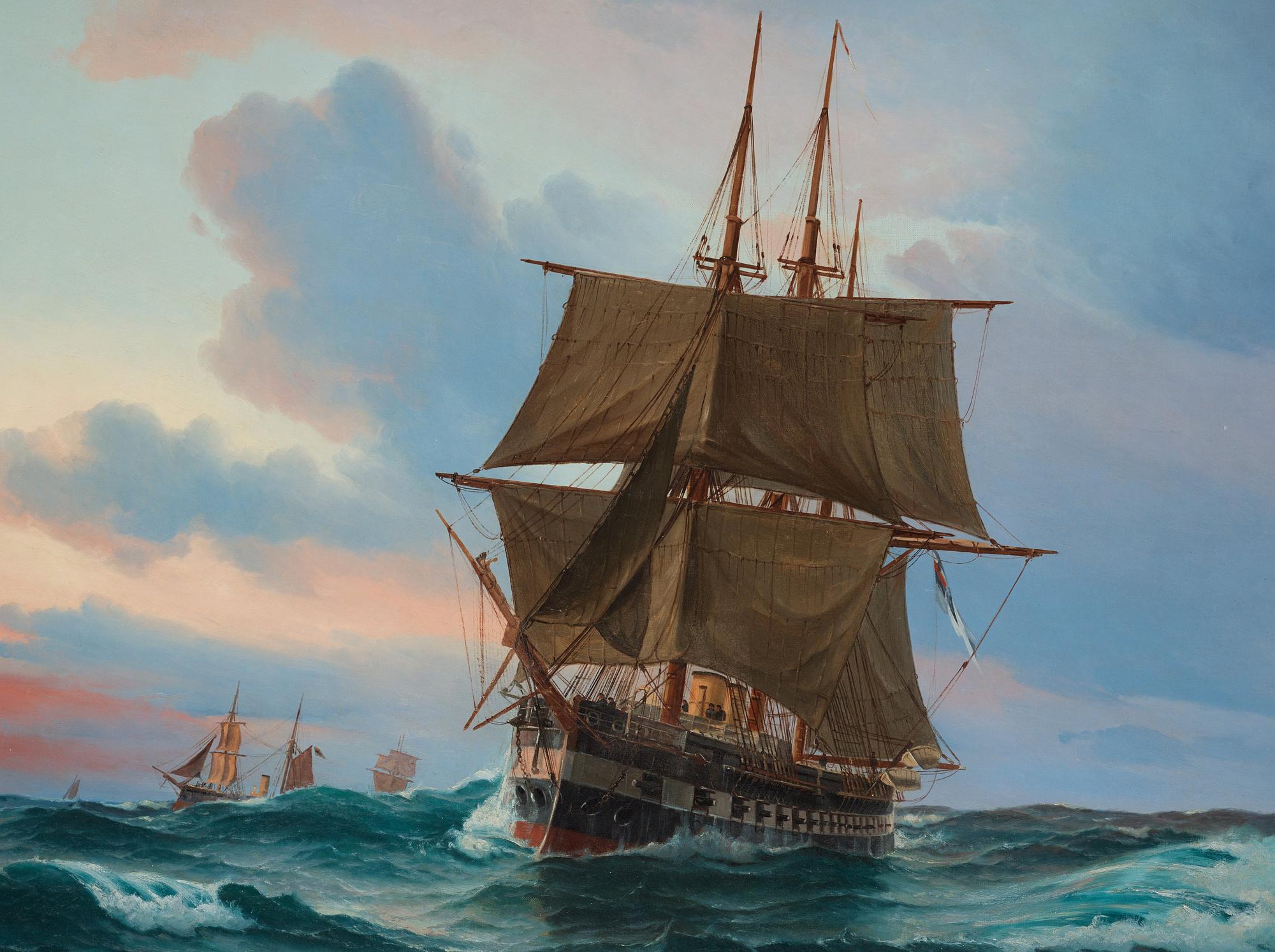 Vilhelm Victor Bille, Ships at dawn.