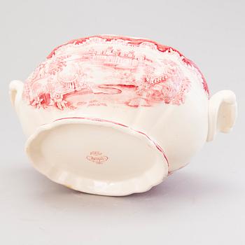 MATSERVIS, 157 delar, flintgods, "Bengali, röd", Rörstrand, 1940-tal.