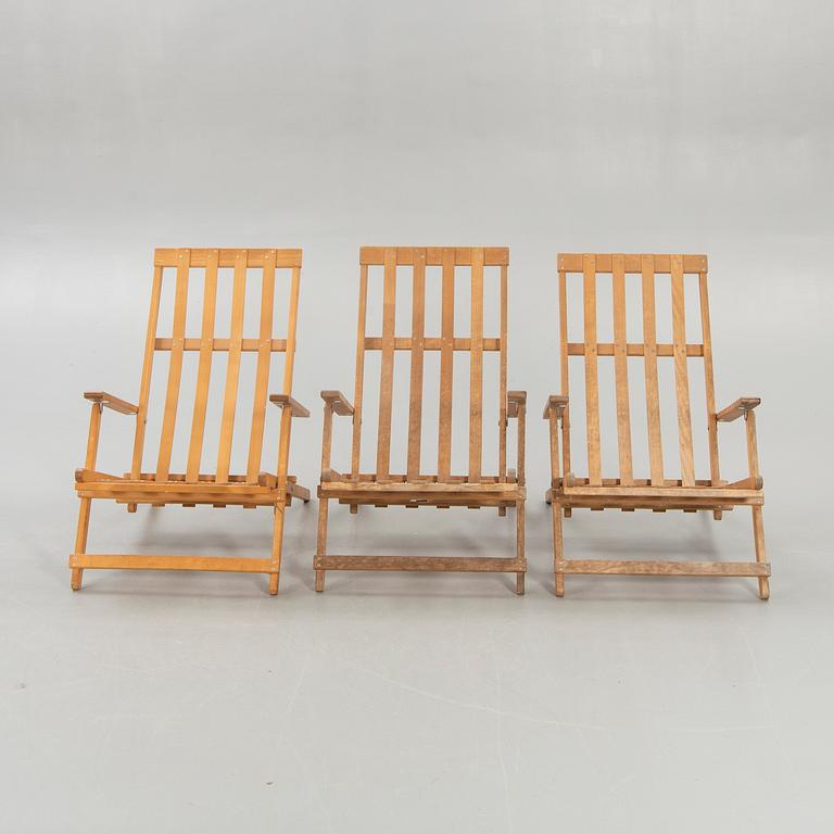Three second half of 20th century deck chairs by Børge Mogensen for A/S Søborg, Denmark.