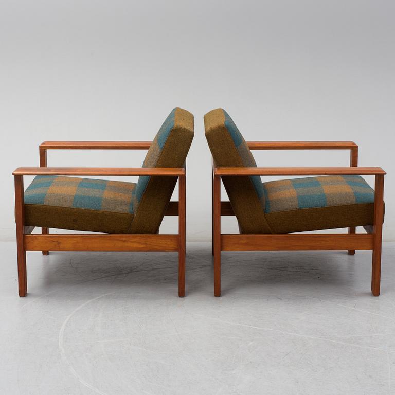 A pair of 'Kubus' easy chairs by Gerhard Berg for Stokke, Norway.