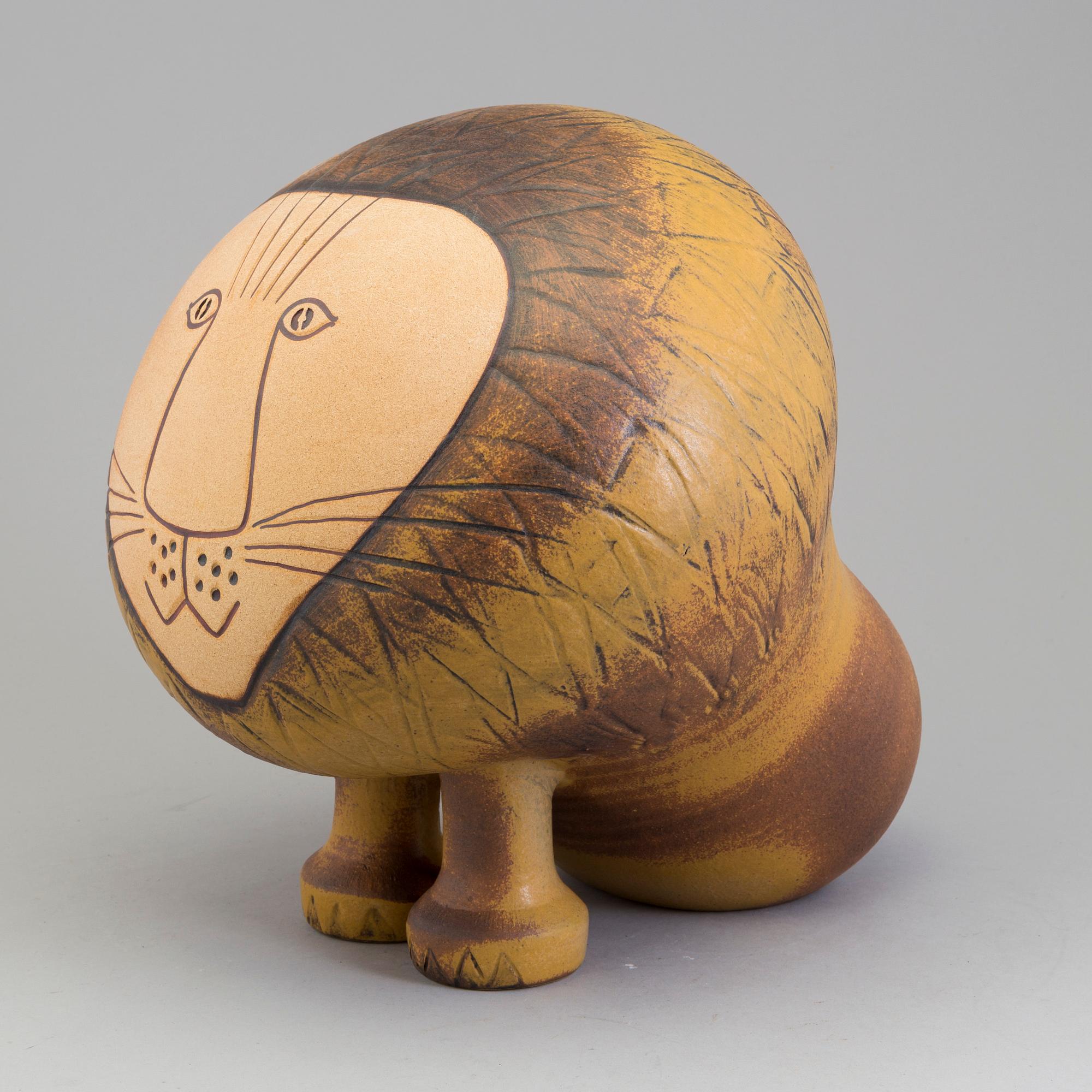 LISA LARSON, skulptur, stengods, "Lejon Maxi", Gustavsberg.