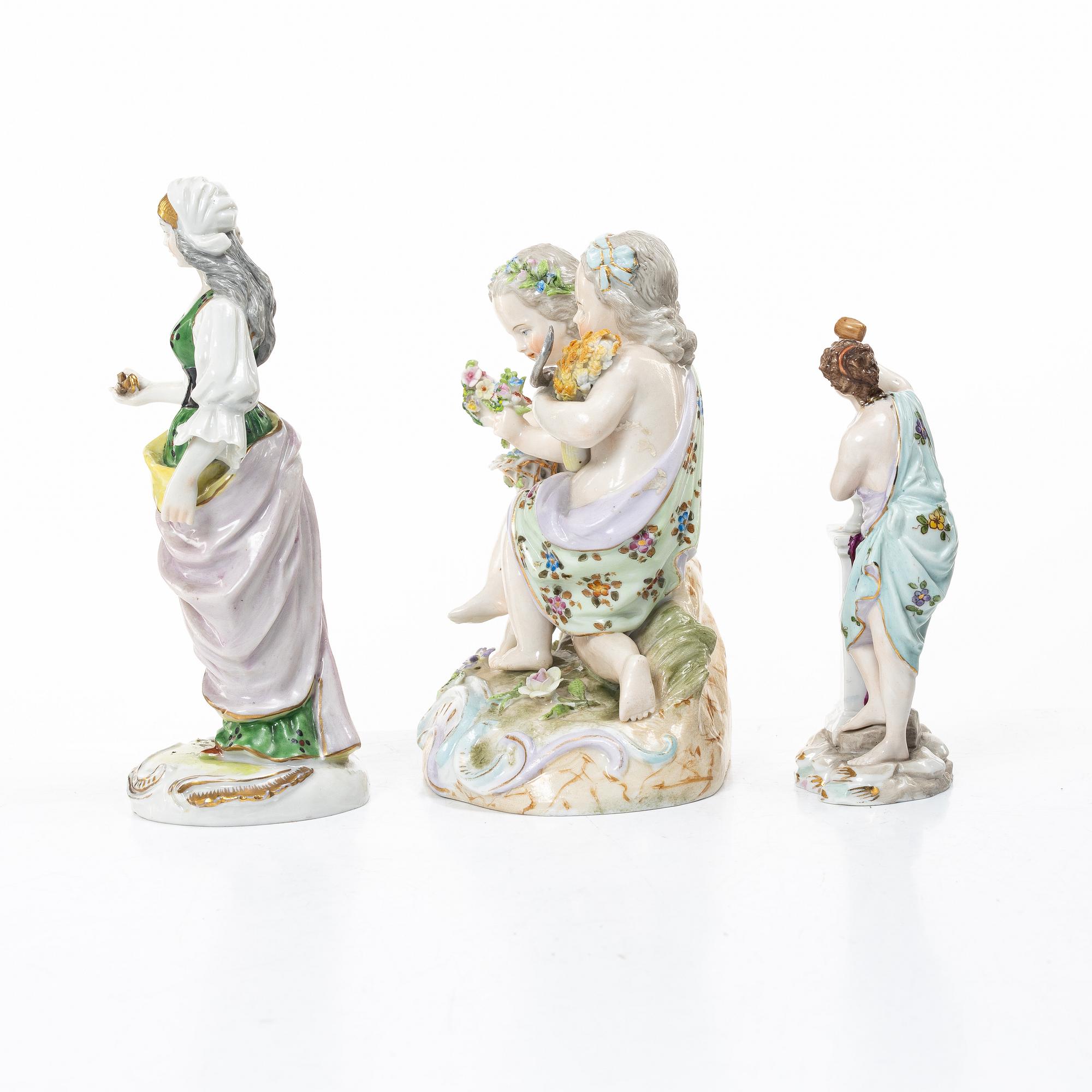 Figuriner, tre stycken, porslin, Tyskland, 1900-tal.