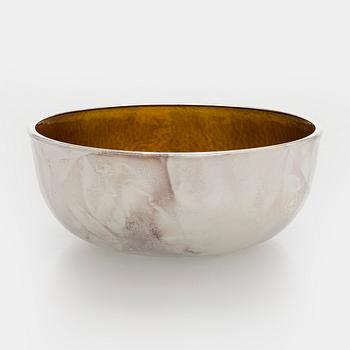 A set of three sterling silver and enamel bowls, maker's mark of A. Tillander, Turku 2005.