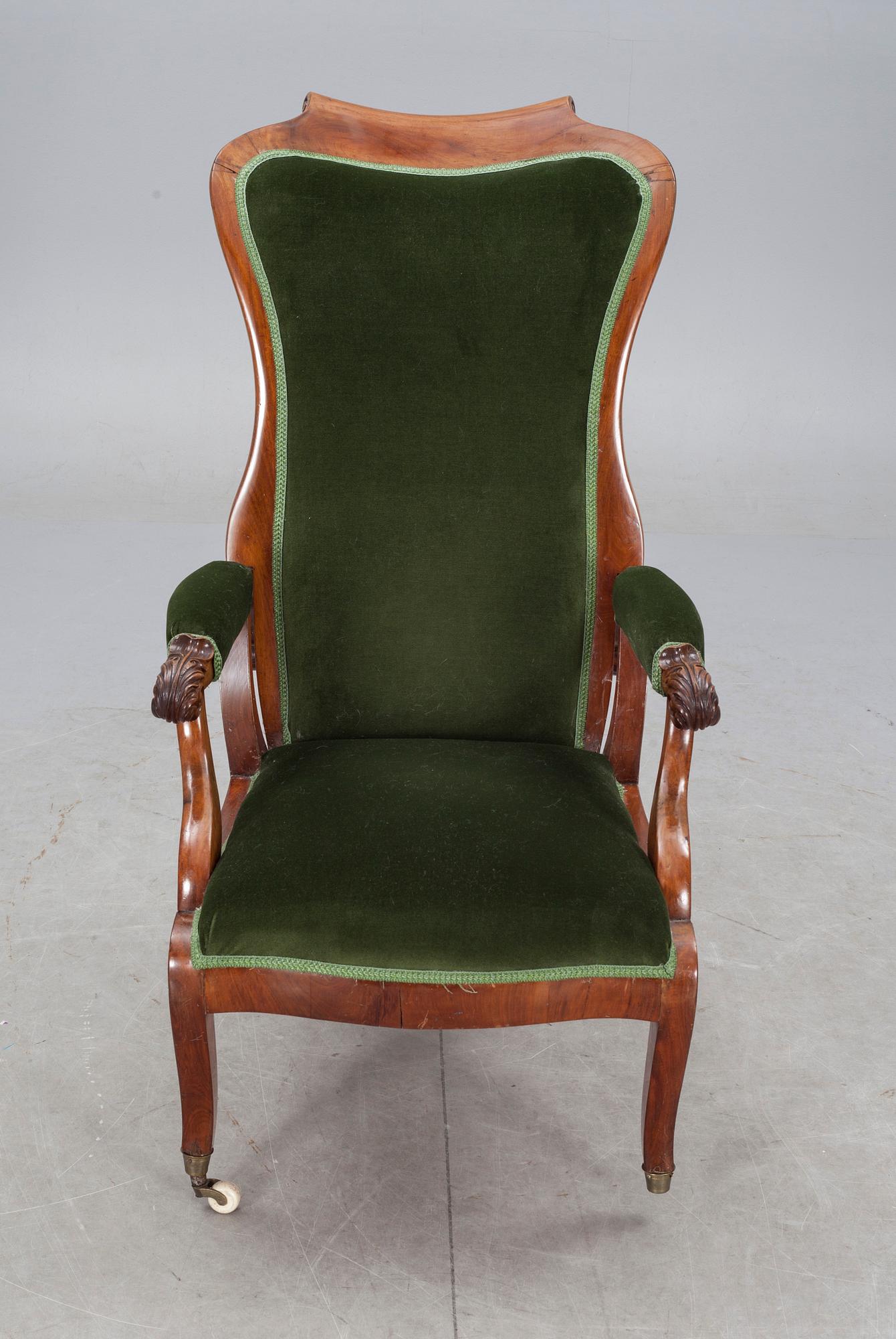 FÅTÖLJ. Regency, 1800-talets första hälft.