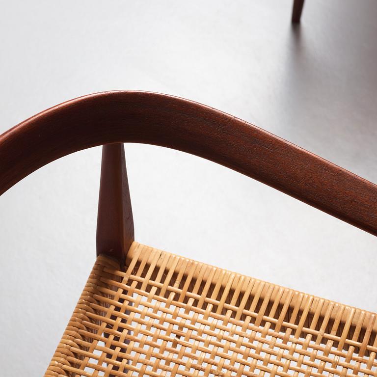 Nanna Ditzel, a pair of teak and rattan 'model 113' chairs, Poul Kolds Savverk, Denmark post 1955.