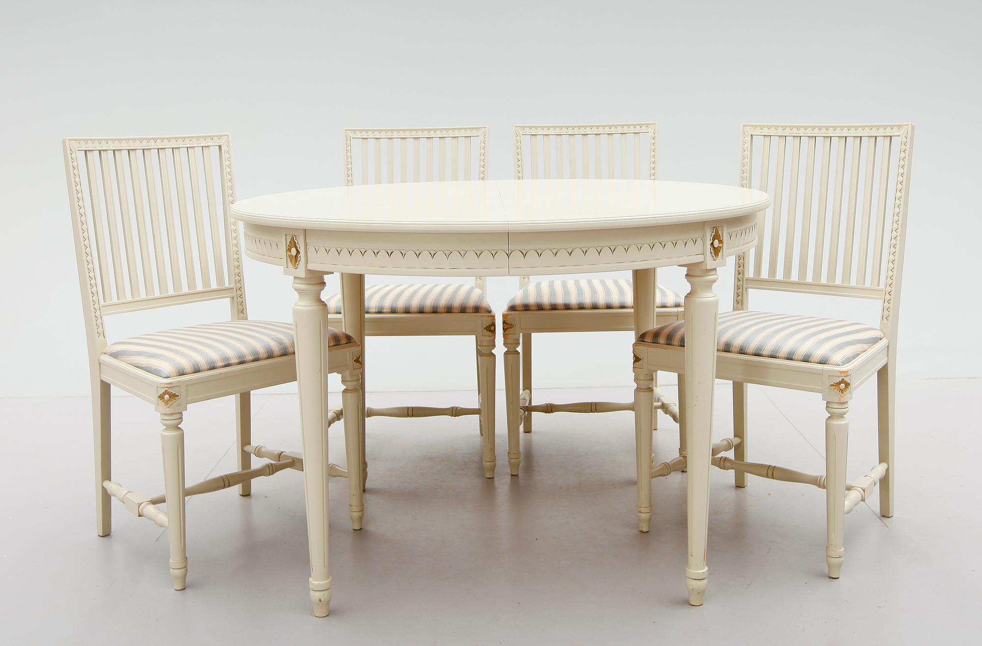 MATSALSMÖBEL, 5 delar, gustaviansk stil, 1900-talets mitt.