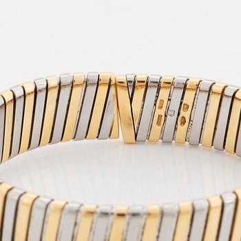 A Bulgari "Tubogas" bracelet in 18K gold and steel.